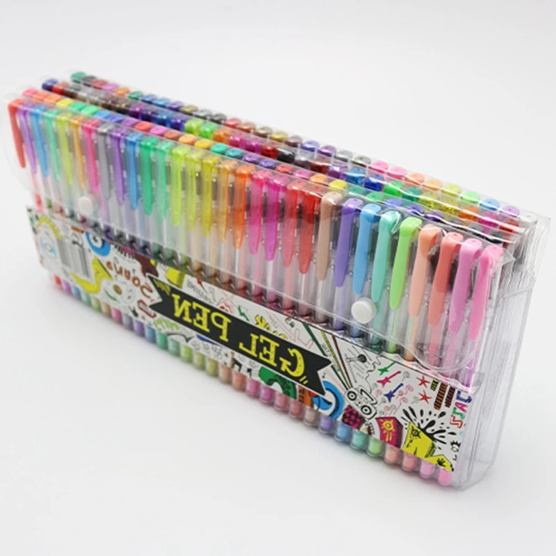 Goede 120 Kleuren Gel Pennen Set Vullingen Gel Inkt Pen Metallic Pastel Neon Glitter Schets Tekening Kleur Pen School Briefpapier Kleur gel Pe