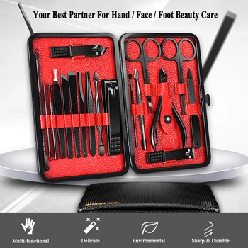 

18Pcs Manicure set kit makeup Nail Clipper Cutter Pedicure Set Nail Trimmer Multi-functional Nail Art Kit Travel Storage Case