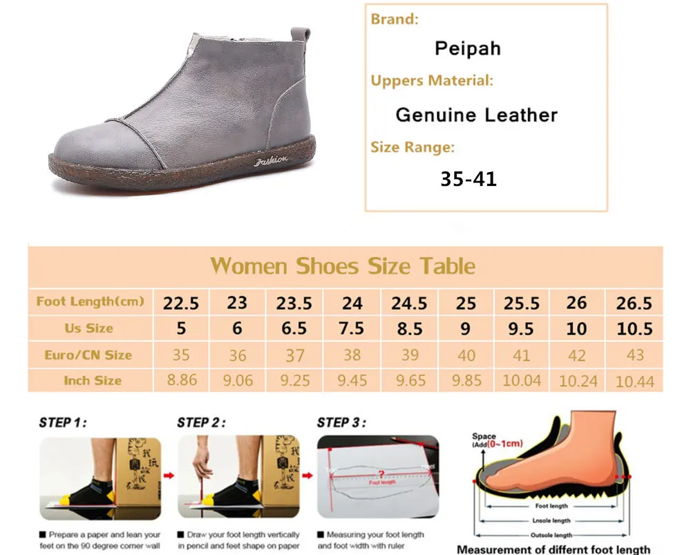 PEIPAH Botas Mujer; коллекция года; сезон осень-зима; женская обувь из натуральной кожи; женские ботильоны; женская повседневная обувь на плоской подошве с молнией; scarpe donna