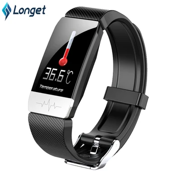 

Longet T1 Smartwatch Body Temperature Heart Rate Monitor Fitness Band ECG Heath Wristband Music Control Smart Watch Bluetooth