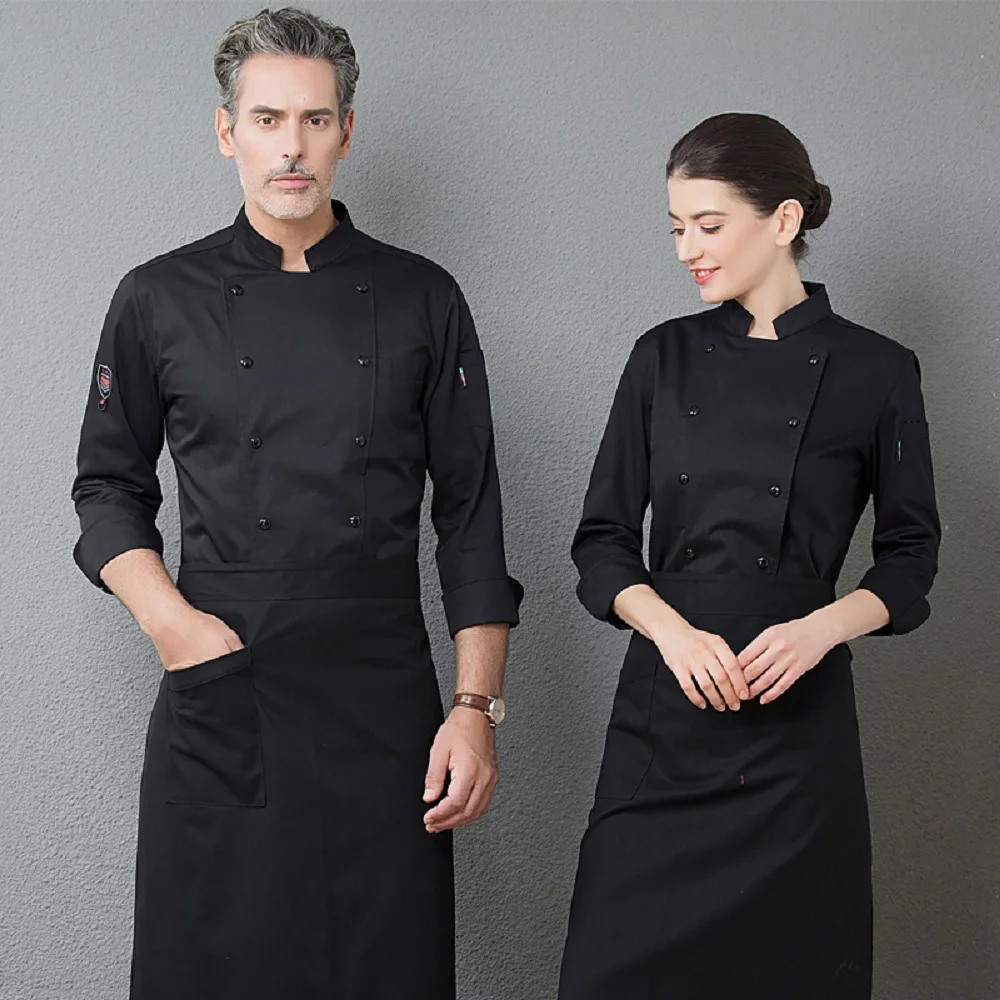 Верхняя одежда для ресторана, кухни, шеф-повара, Cozinha, Униформа, одежда,, унисекс, красная, с длинным рукавом, двубортная, рабочая куртка