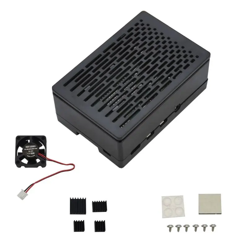 1 комплект ABS защитный чехол Корпус с охлаждающим вентилятором для Raspberry Pi 4B