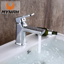 MYNAH Square Basin Faucet Modern Style Chromed Bathroom Taps Cold and Hot Water Mixer Bath Sink Faucets