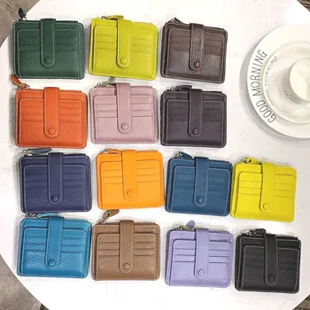 

Ultra-thin card holder multi-card card holder mini driver's license leather case head layer cowhide female short coin purse