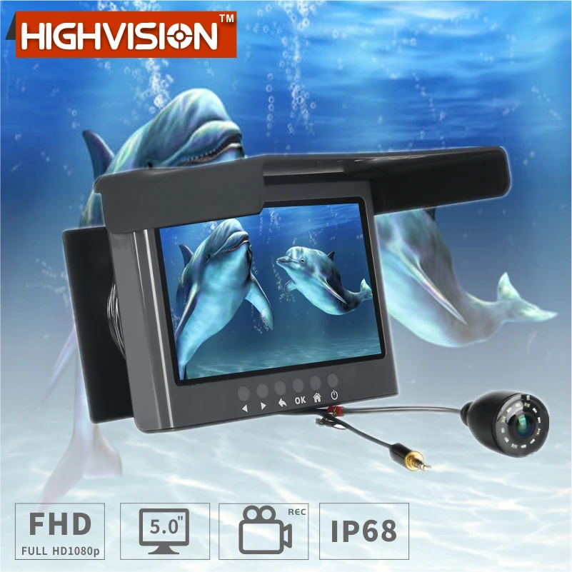 

5 Inch Fishing Monitor 2 Megapixel HD Video Fish Finder Winter Ice Fishing Video 1080P Video Fish Finder Tape Recording