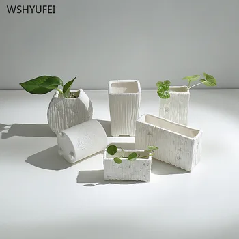 

2Pcs Direct sales new water culture white ceramic fleshy flower pot creative home modern decoration desktop decorative flower