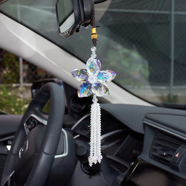Auto Rückspiegel Hängen Zubehör Künstliche Kristall Blume Charme Anhänger  Ornamente Glück Auto Innen Dekoration Decor - AliExpress