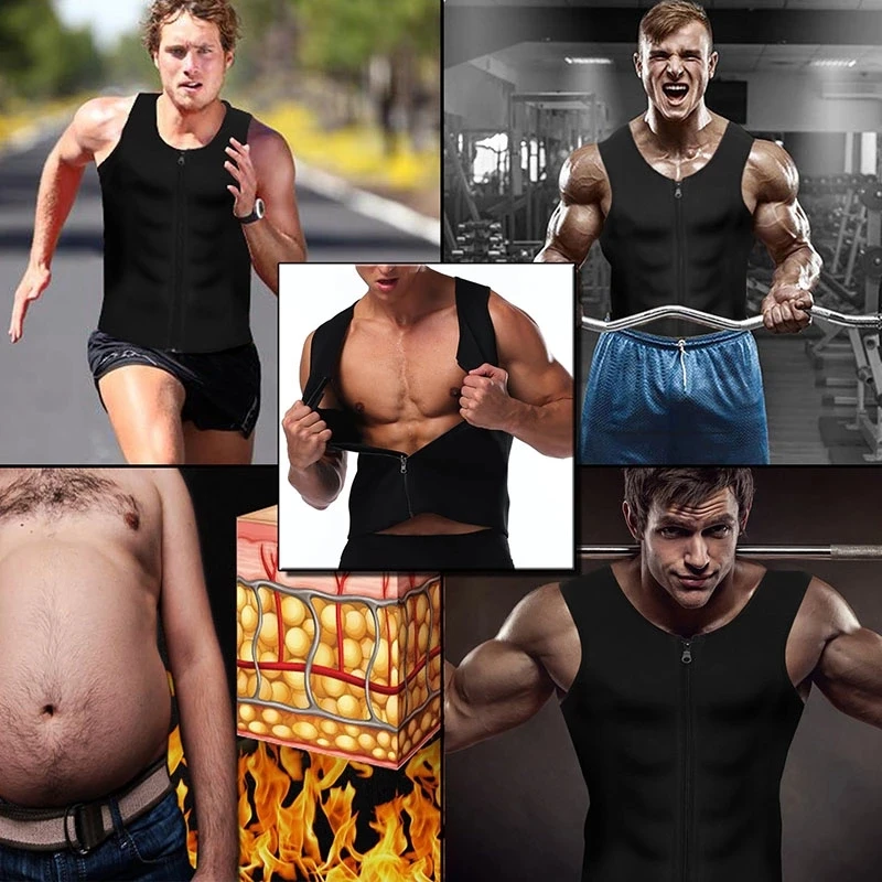 Men Waist Trainer Vest for Weight Loss Hot Neoprene Corset Body Shaper Zipper Sauna Tank Top Workout Shirt Sport Running Vest