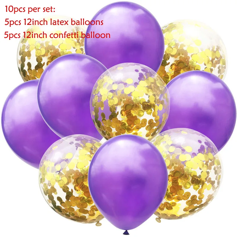 14 шт./лот смешанный шар цвета розового золота набор Конфетти День рождения воздушный шар Свадебный воздушный шар на день рождения Декор балон DIY - Цвет: 10pc(Gold-Pruple)