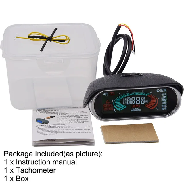 5 In 1 12V Car LCD Electronic Tachometer + Oil Pressure Gauge + Volt Voltmeter+Water Temperature Gauge+Fuel Gauge with Sensor