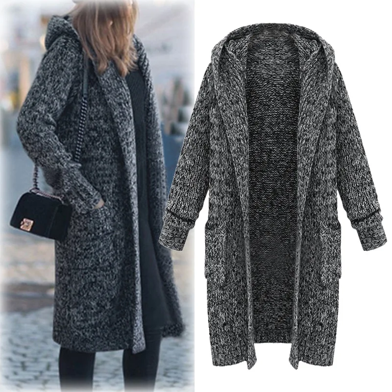 

Female Trench Coat 2019 Spring and Autumn New Large Size Long Solid Color Hooded Wool Coat Women's Windbreaker