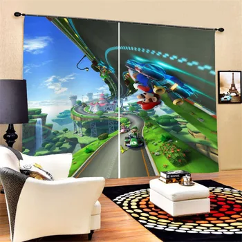

Anime Super Mario Window Curtains 2 Panels Game Character Cartoon Blackout Window Drapes for Living Room Bedroom Custom