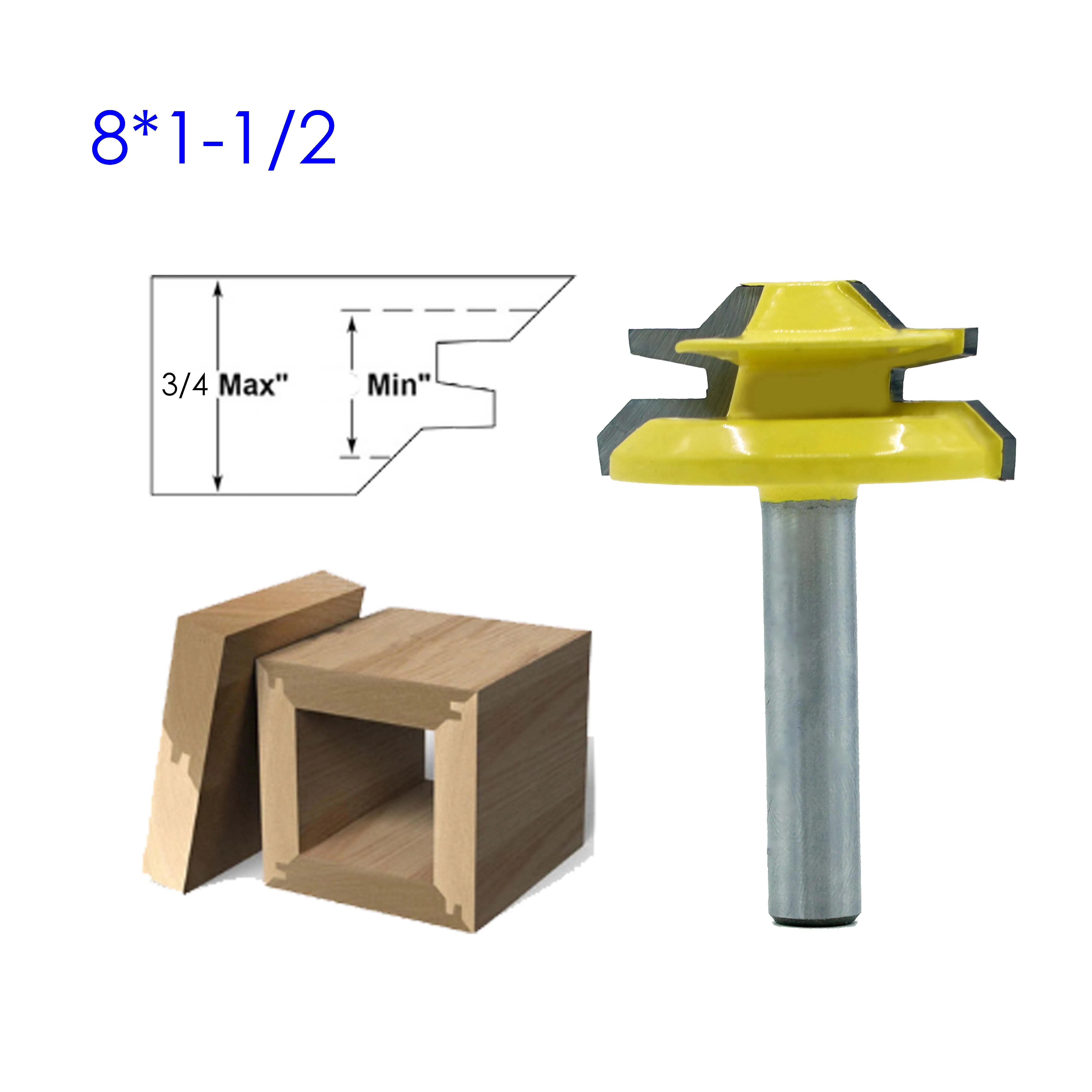 1PC 1/4"shank 8mm Shank Lock Miter Router Bit Anti-kickback 45 Degree 3/4 Inch Stock Tenon Cutter for Woodworking Tools