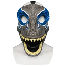 Maska świata dinozaurów z otworem szczęki tyranozaur Rex kostium Cosplay na Halloween Kids Party karnawałowe rekwizyty na całą głowę kask tanie tanio CN (pochodzenie) Horror Całą twarz dla dorosłych latex