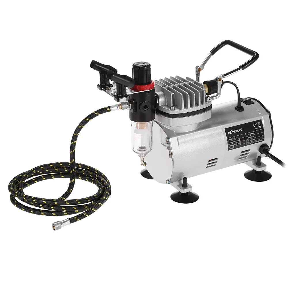 

KKmoon 220V Professional Gravity Feed Dual Action Airbrush Air Compressor Kit for Art Painting Tattoo Manicure Craft Cake Spray