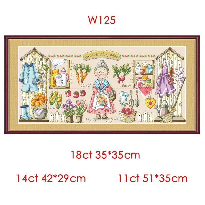 Cross Stitch Kit SODA Collection Grandma's Garden Cute Cartoon 11CT Printed Chinese Hand Embroidered Material Pack