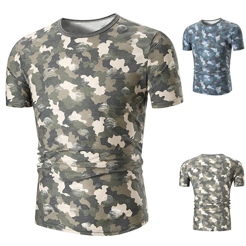 

Print short-sleeved summer new fashion tops personality round neck street men's T-shirt