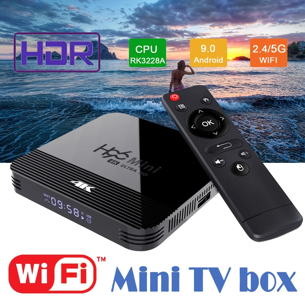 

Android 9.0 Tv box H96Mini H8 Rockchip RK3328 1GB 8GB 16GB Android box 2.4/5.0G WiFi Google Play Android Tv box