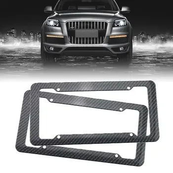 

2PCS PS Carbon Fiber Car License Plate Frame Protection Cover Holder for 12 * 6 inch License Plate For Auto Truck Vehicles