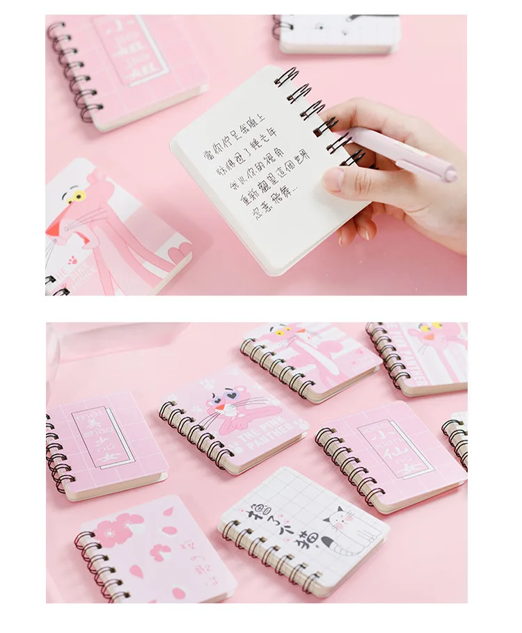 Book Stationery Student Notebook Portable Mini Notebook Cute Small Book Kawaii Pink Panther School Birthday Gift Supplies