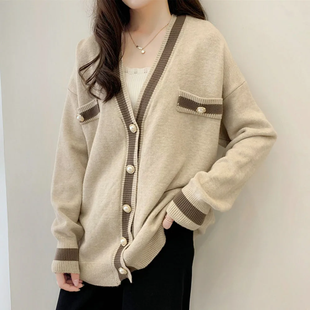 

Sweater Cardigan Women 2020 New Korean Japanese Casual V-neck Autumn Winter Outwear Female Slim Loose All Match Elegent