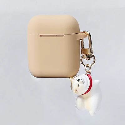 Милый мультфильм щенок наушники чехол для AirPods 2 силиконовый чехол Kawaii беспроводной Bluetooth наушники защитный чехол с брелком - Цвет: 03