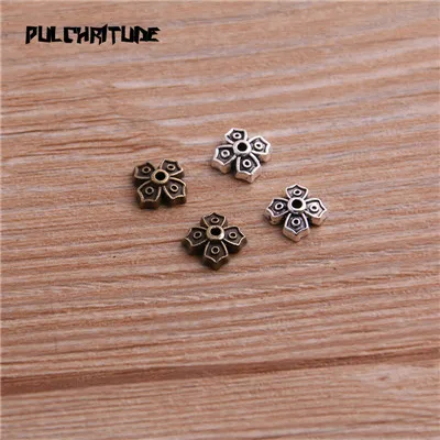 PULCHRITUDE 60 шт. 7*7 мм двухцветная розетка полый мини цветок DIY разделенные ювелирные аксессуары Подвески для изготовления ювелирных изделий - Окраска металла: two color