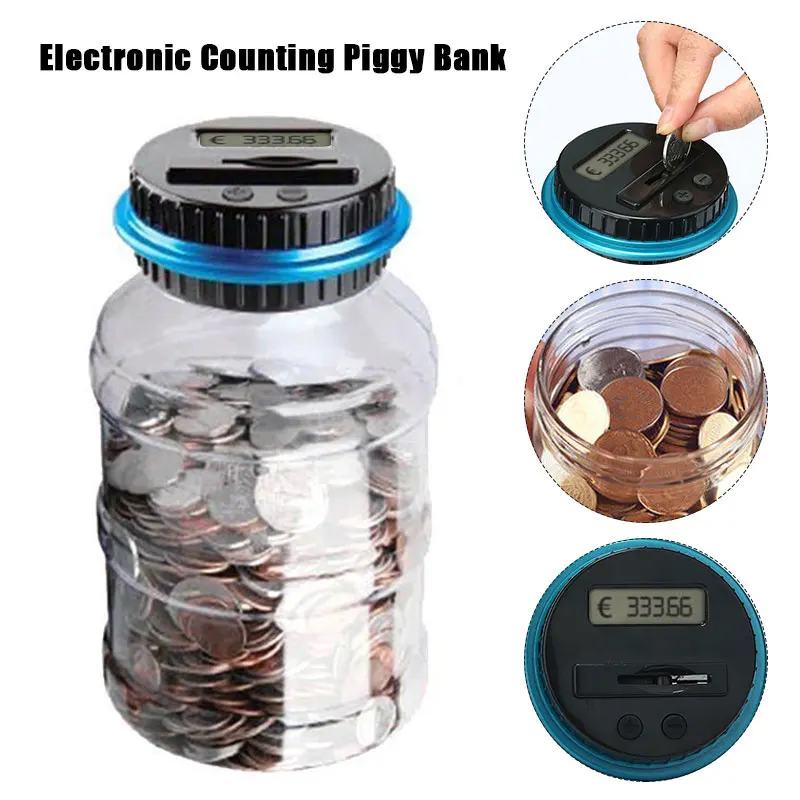 Counting Jar Digital Saving Box Economic Plastic EURO LCD Deposit Gift Coin Counter Money Toy Bank Electronic Convenient