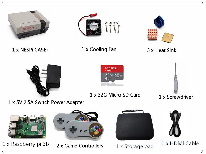 Retroflag SUPERPI Megapi чехол Raspberry Pi 3 Model B игровой консоли развлекательный с ТВ Видео игры плеер и 10000+ игры - Цвет: Kit 3