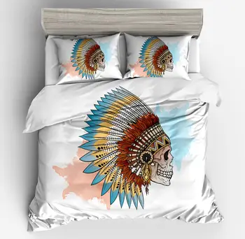 

Fanaijia 3d Indian skull Bedding Sets feather sugar skull duvet cover pillowcase Digital bedline queen comforter sets