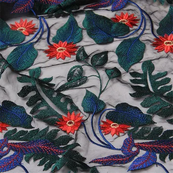 

Multi-colors Embroidery flower lace fabric DIY clothing skirt dress lace fabric Black Tulle Dress Fabric sell by 1 yard