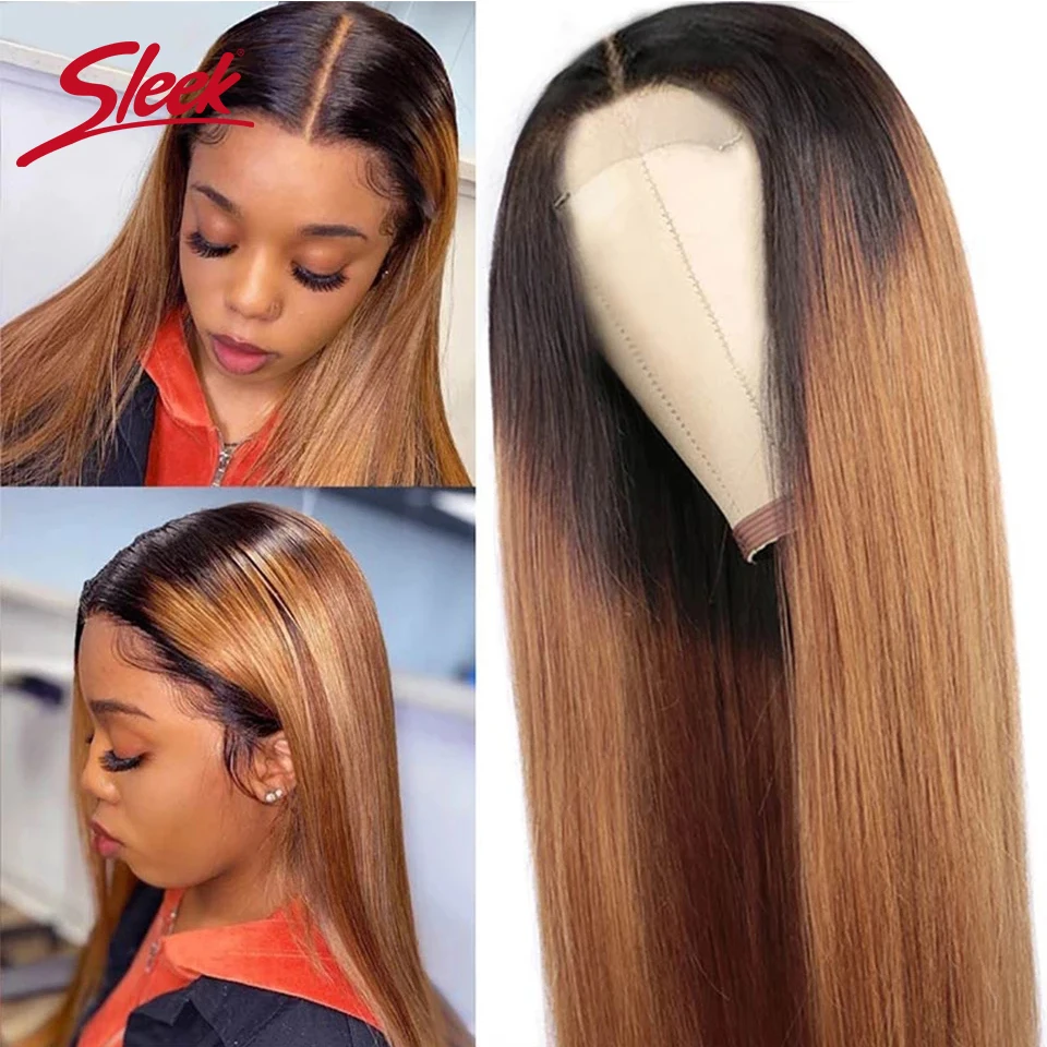 Sleek Remy 4x4 Lace Hair Wigs 180% Density Brazilian Straight Ombre 1b/30 99J Color Pre Plucked With Baby Free Cheap | Шиньоны и парики