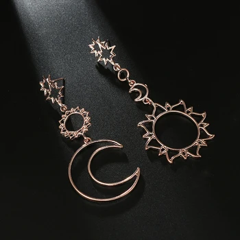 

Bohemia Rose Gold Geometry Earrings Women Sun Moon Statement Big Drop Earing Indian Jewelry Oorbellen Pendientes Mujer Bijoux