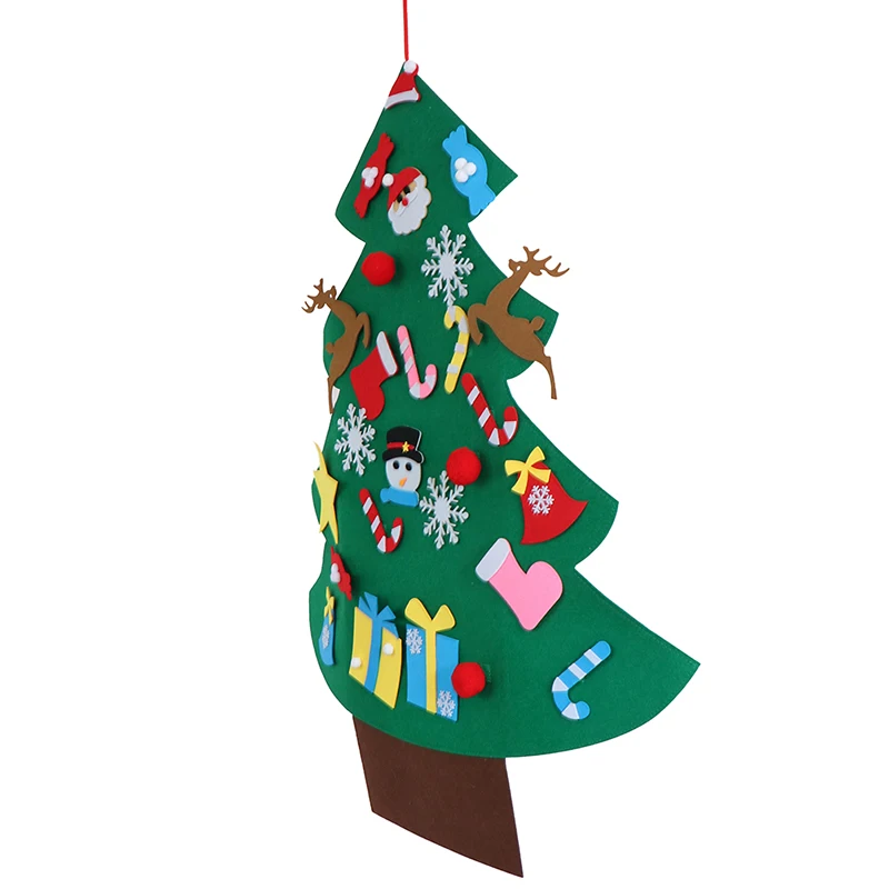 DIY Felt Christmas Tree Set With Ornaments Xmas Gifts Wooden Hanging Pendants Party Decorative Tool Home Decoration