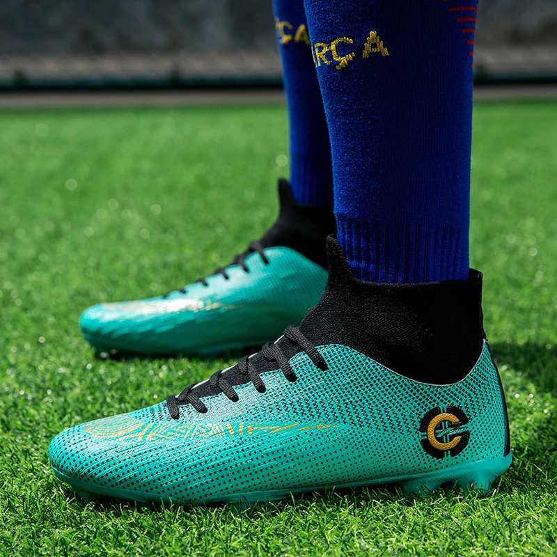 Men's FG Soccer Shoes Competition Breathable Football Cleats Men Professional Sneakers High Ankle Football Boots Men Size 36-46