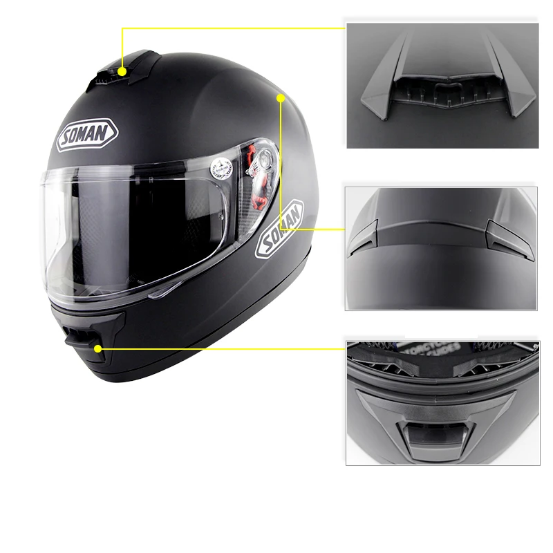 Motorcycle Full Face Helmet Motocross Street Riding Bike Racing Road DOT Safety