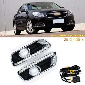 

2Pcs Daytime Running Lights Turn signal Yellow LED 12V DRL Fog Lamp Covers For Chevrolet chevy Malibu 2011 2012 2013 2014 2015