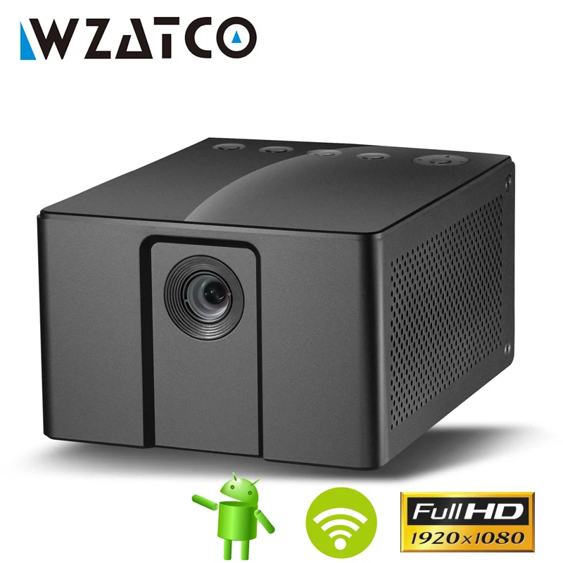 #Special Offers WZATCO 1920*1080P Full HD Android WIFI Portable DLP Projector Game Beamer Proyector 300inch for Home theater Business Meeting