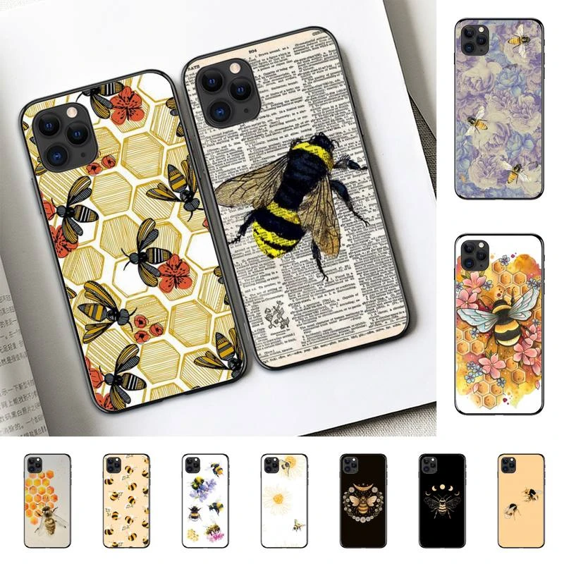 13 pro max case Bee Art Print cute cartoon floral Phone Case for iphone 13 8 7 6 6S Plus X 5S SE 2020 XR 11 12 mini pro XS MAX best case for iphone 13 pro max