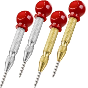 

4 Pieces Automatic Center Punch 5 Inch Center Hole Punch Adjustable Spring Loaded Metal Drill Tool for Wood, Metal, Plastic with