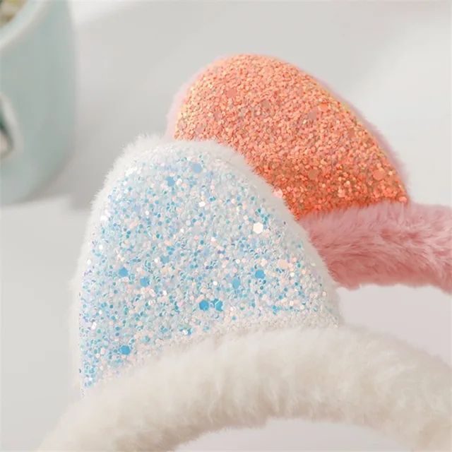 Nowe piękne zimowe ciepłe ucho kota podgrzewacze Glitter uszy pluszowe nauszniki dla kobiet zabawne dziewczyny nauszniki ochrona przed zimnem ciepłe gorące 4