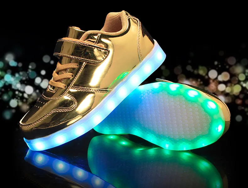 Loop de Carregamento Sapatos das Meninas dos Meninos Sapatos de Flash Kashiluo Crianças Levaram Sapatos Sneakers Crianças Gancho Usb Moda Luminosa Brilhante 35 loop de carregamento usb Moda luminosa sapatos