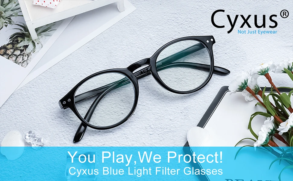 Cyxus анти голубой свет компьютерные очки для анти глаз глазное напряжение ретро круглый ПК Весенняя рамка унисекс-8301