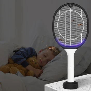 

Rechargeable USB Electric Mosquito Swatter Insect Fly Handheld LED Safe for Home WXV Sale