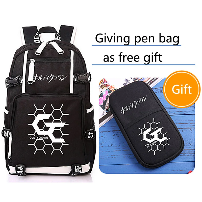 

Fashion Anime Guilty Crown Backpack USB Charging Laptop Knapsack School Bags Travel Bags Mochila for Teens Students Men