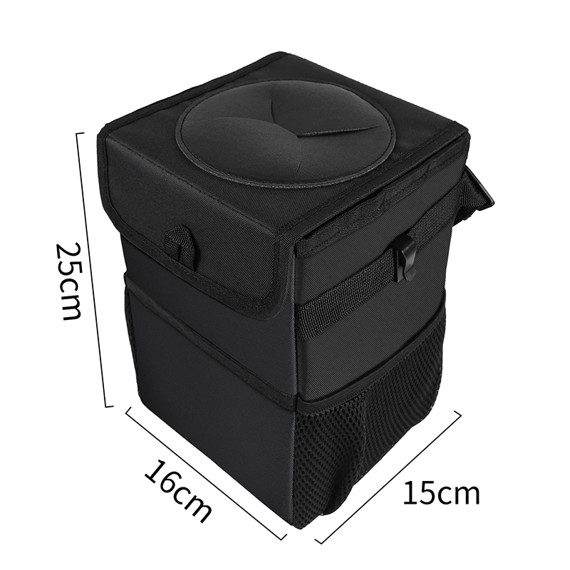 Car Trash Can Car Folding High Quality Trash Can Waterproof Liner Creative Oxford Material, Washable and Durable Black