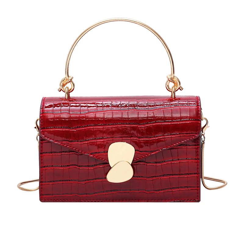 Stone Pattern PU Leather Crossbody Bags For Women 2020 Small Cross Body Bag With Metal Handle Lady Shoulder Bag Luxury Handbags