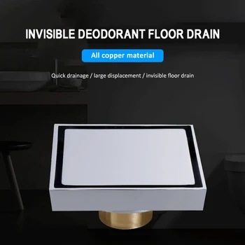 

Stainless Floor Drains Steel Square Shower Floor Drains Tile Insert Drain Channel Bathroom Kitchen Waste Square Anti-odor Floor