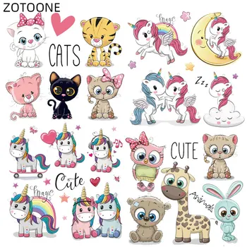 

ZOTOONE Unicorn Set Patch for Clothing Iron on Big Size Cat Stickers DIY Heat Transfers Patches Vinyl Clothes Appliques for Kids