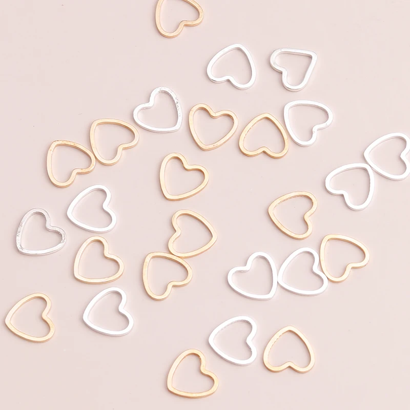 Small Hollow Hearts Connectors Beads DIY Bracelets Necklaces Gold Silver Color Charms Jewelry Making Findings 100pcs alloy heart charms silver charm silver charms metal charm jewelry charms